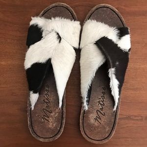 Matisse Alamosa leather & cow hide slides
